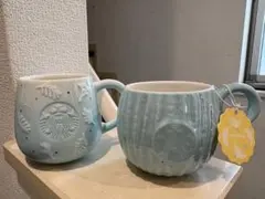 スターバックス 水色 セラミックマグカップ 2個セット