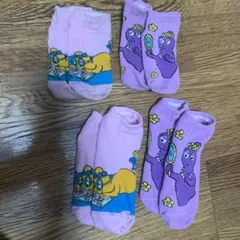 キャラクター柄キッズ靴下4足セット　親子で！