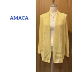 アマカ　AMACA　サイズ 38　透かし編み　イエローカーディガンのサムネイル