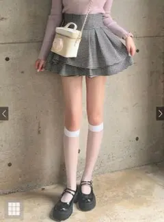 GRL インパン裏地付き千鳥柄フレアミニスカート gm773