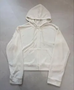GU ジーユー ループヤーン フルジップパーカー オフ ホワイト Lサイズ