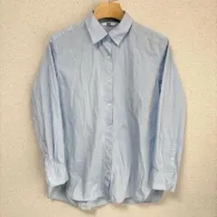 人気✨UNIQLO ユニクロ【M】コットンシャツ 長袖 ブルー レディース