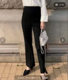 神戸レタス / のびのびストレッチセンターラインマタニティパンツ ブラック