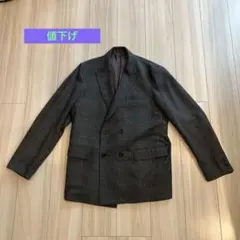 ビームス　グレー チェック柄 ダブルブレスト ジャケット