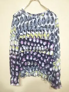 SUTSESO ドット柄フリル長袖ブラウス