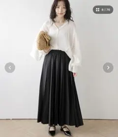 La-gemme Aラインプリーツスカート ブラック