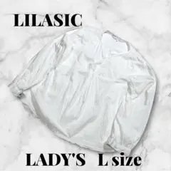 LILASIC レディース 長袖 ブラウス ホワイト Lサイズのサムネイル