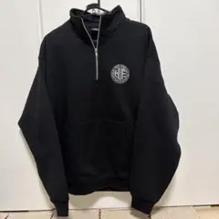 HUF ブラック ハーフジップ スウェットシャツ
