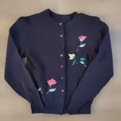 【昭和レトロ】花柄刺繍 カーディガン ハンドメイド 60s 70s