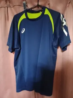 ASICSアシックス スポーツTシャツ ネイビー/ライム