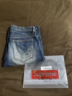 supreme distressed loose fit jean ライトブルー - メルカリ