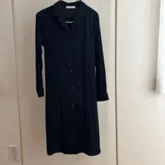 新品　ネイビーシャツワンピース 長袖 ウエストリボン