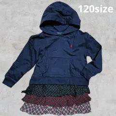 【同梱割OK】POLO　キッズ　フード付きネイビーワンピース 120cm