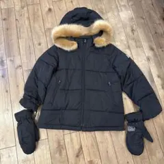 JENNI love 黒いファー付きダウンコート　140