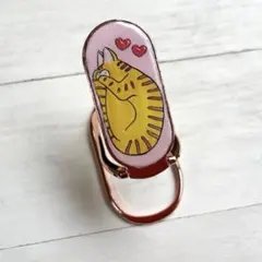 多機能スマホリング　ネコ　チャトラ　かわいい　ハンドメイド