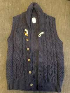 BACK NUMBER ネイビー ケーブル編み ニットベスト XL