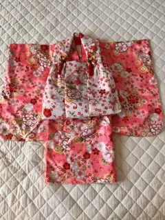 七五三 着物セット ピンク 花柄　桜柄　3歳　被布着物