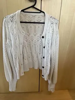 ホワイト レース編み カーディガン 春服のサムネイル