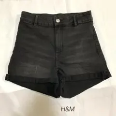 H&M ブラック デニムショートパンツ ショーパン ダメージのサムネイル