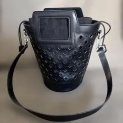 ユナイテッドアローズ 2WAY カットワーク ミニバッグ ショルダーバッグ 黒