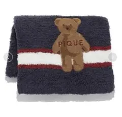 gelato pique ベア刺繍ブランケットネイビー/ワインレッド