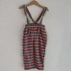 【新品未使用】MARKY'S パイルメロー2way ボーダー サロペット 100