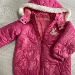 ミキハウス　ウサギ刺繍のピンクダウンコート 90cm
