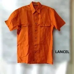 LANCEL PARIS ランセル　半袖シャツ オレンジ　リネン　麻　シンプルのサムネイル