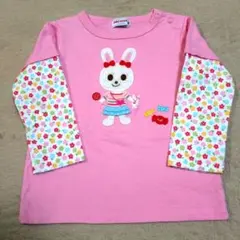 ミキハウス　重ね着風ロンT ピンク 花柄 90