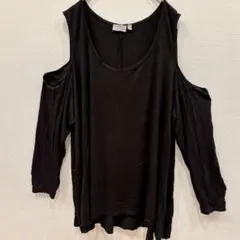美品✨【3L4L】肩あき トップス 黒 大きいサイズ チュニック レディース