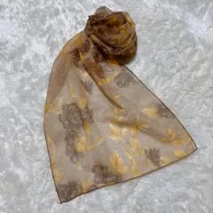 【美品】ショール ストール スカーフ 花柄 シフォン 130cm 冷房対策