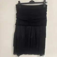 黒 フリンジ付き社交ダンススカート