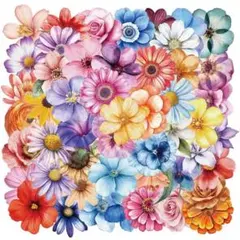 P59　ステッカー　シール　５０枚　フラワー　花　自然　コラージュ素材