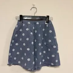 【中古品】mezzo piano キュロットスカート デニム風 ドット柄