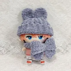 ぬい服　ニット帽　リボン　マフラー　ハンドメイド　10cm　にじぱぺっと