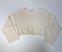 ZARA 透かし編み ニット セーター ショート丈 Sサイズ アイボリー