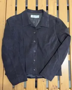 古着　スエードジャケット　コーデュロイジャケット　ダークブラウン　ブラウン　短丈