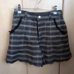 pom ponette☆チェック柄フレアミニキュロット☆グレー系
