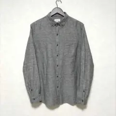 PLST　コットン/リネン ボタンダウン L/S シャツ　L　グレーのサムネイル