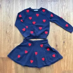 ニット、スカート　セットアップ　ハート柄　100