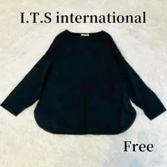 イッツインターナショナル トップス ドロップショルダー 黒 ゆったり Tシャツ
