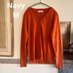 Navy カシミアタッチVネックカーディガン　M オレンジのサムネイル