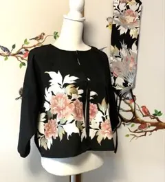 【Yosshii】着物リメイク　黒留袖　ボレロ　ショートジャケット　羽織 超ショート丈の着物ジャケット/ Short jacket 222 - K´FORWARD