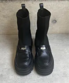 VIVIAN 厚底ニットローファーブーツ L ブラック