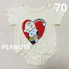 PEANUTS ピーナッツ スヌーピー 半袖ロンパース 70サイズ 綿100%