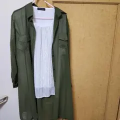 LACIFONELLI カーキ ロングシャツ ブラウス