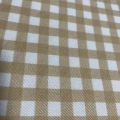 訳あり♥︎ベージュとホワイトのチェック柄生地 約110cm幅×73cm