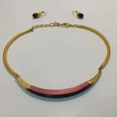 ROPÉ ネックレス ピアス セット ゴールド ボルドーのサムネイル