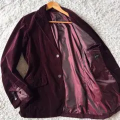 極美品　INCENSE ベロア　テーラードジャケット　ストライプ　レッド　L 赤