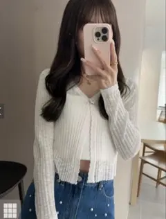 GRL♡リボンボタンシアーニットカーディガン dk1196